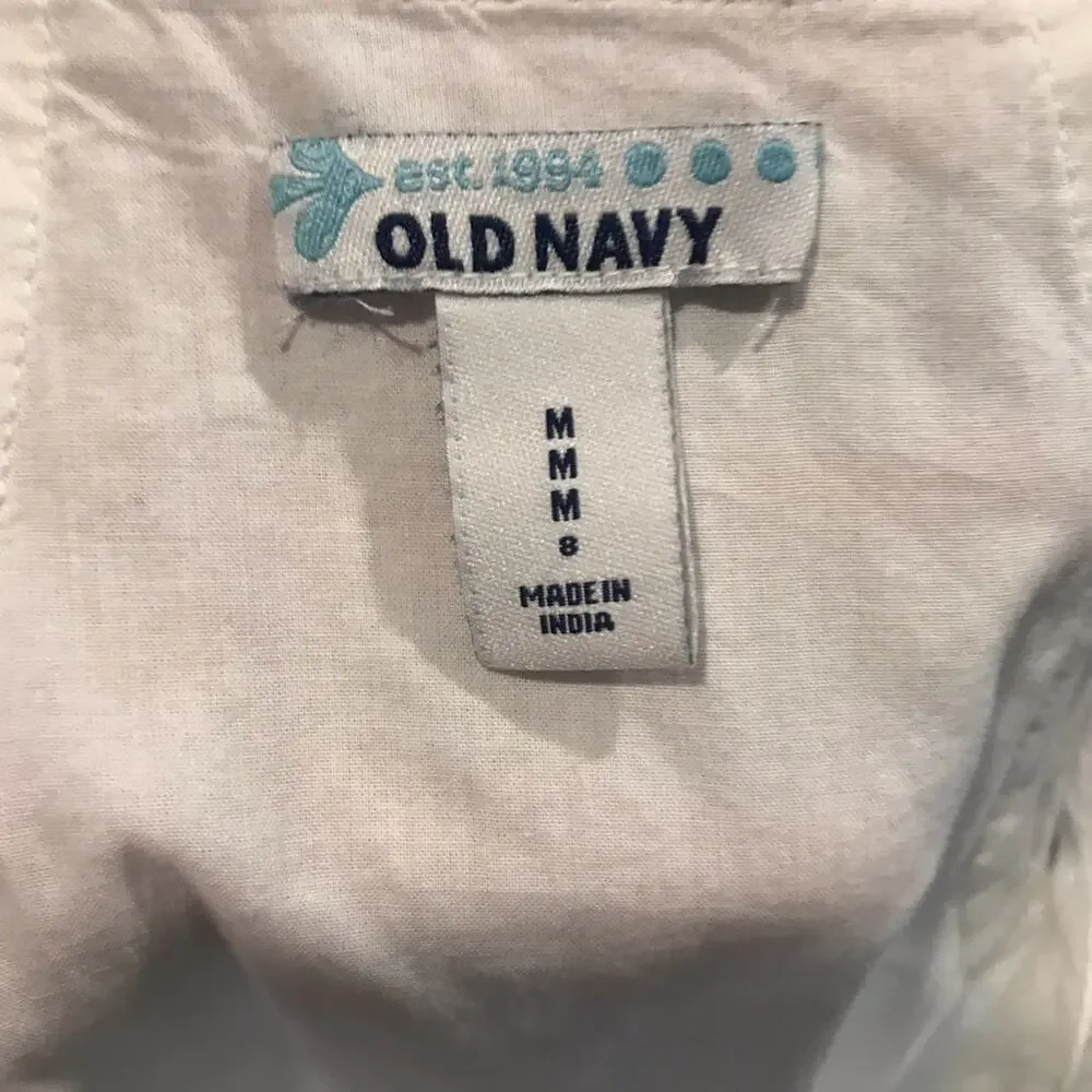 Old Navy Cream Embroidered Dress Girls Med 8